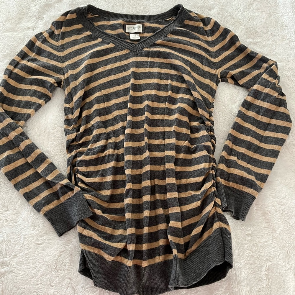 Motherhood Black and Brown Striped Long Sleeve Top